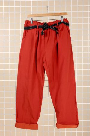 Pantalon rouge Lino_41Bis mode femme grande taille