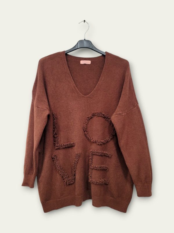 Pull chocolat Love_41Bis mode femme grandes tailles
