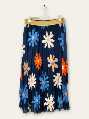 Jupe plissée bleue Fleurs_41bis mode femme grande taille