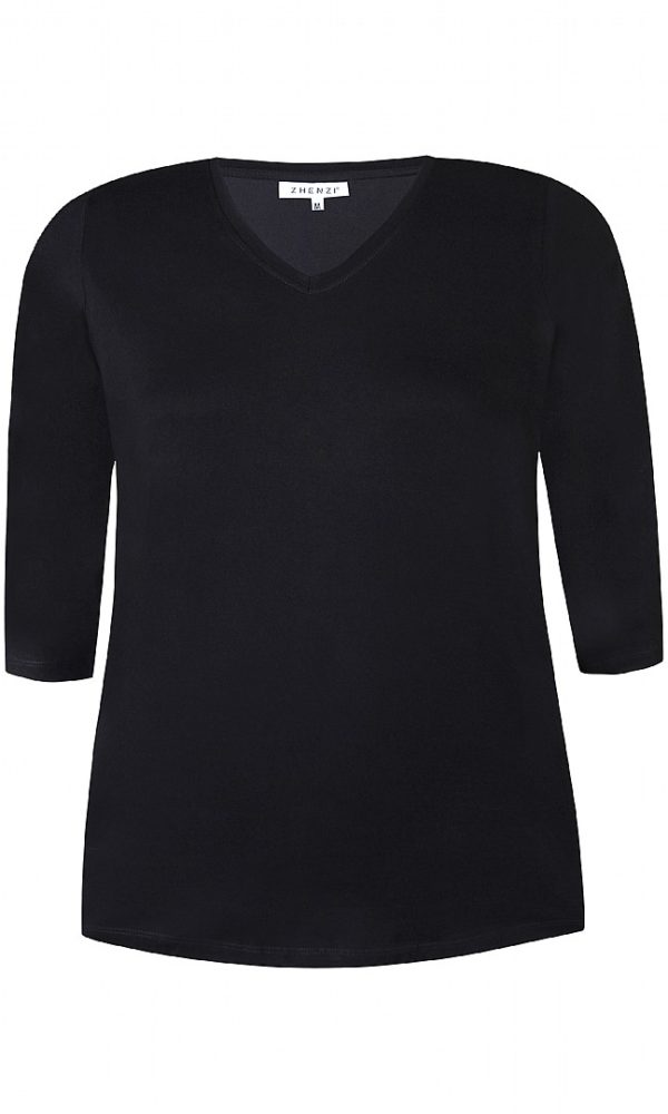 T shirt noir Alberto_41Bis mode femme grande taille Zhenzi