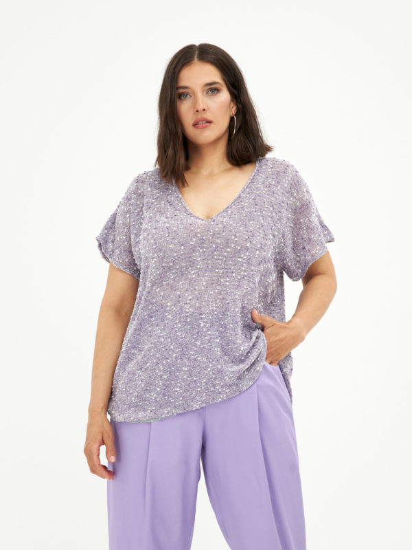 Pull Kliv lilas_41Bis mode femme grande taille Mat Fashion