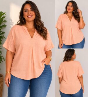 Blouse orangée Ephèdre_41Bis mode grande taille Ciso