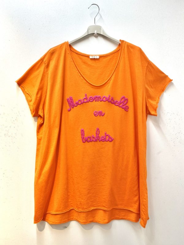 T shirt Mademoiselle orange_41Bis mode femme grande taille