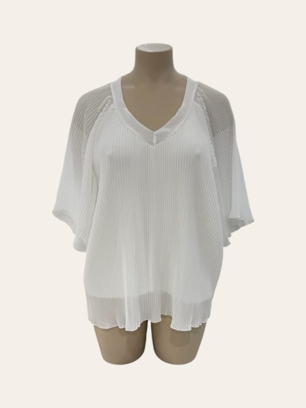 Blouse plissée blanche Cassandra_41Bis mode femme grande taille