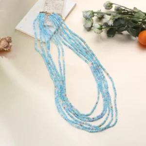 Collier Capucine bleu_41Bis mode et accessoires colorés pour femme