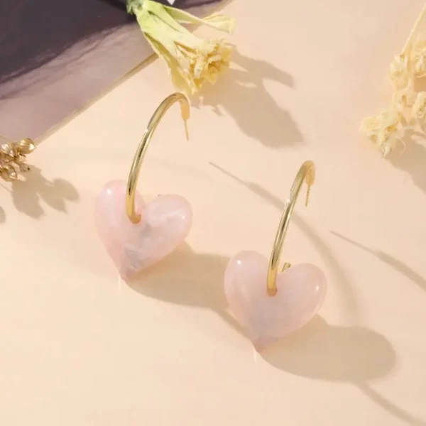 Créoles coeur roses_41Bis mode et accessoires femme colorés