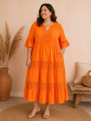 Robe Emilia orange_41Bis mode femme grande taille