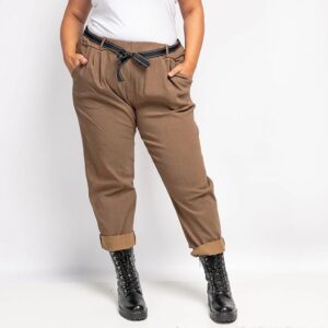 Pantalon choco Lino_41Bis mode femme grande taille