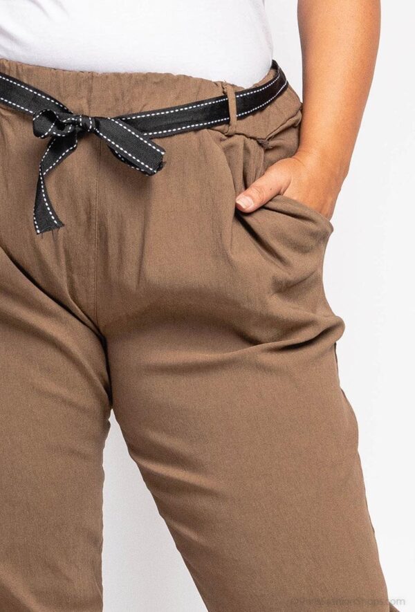 Pantalon choco Lino_41Bis mode femme grande taille