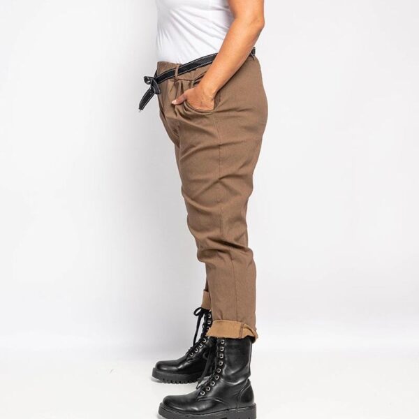 Pantalon choco Lino_41Bis mode femme grande taille