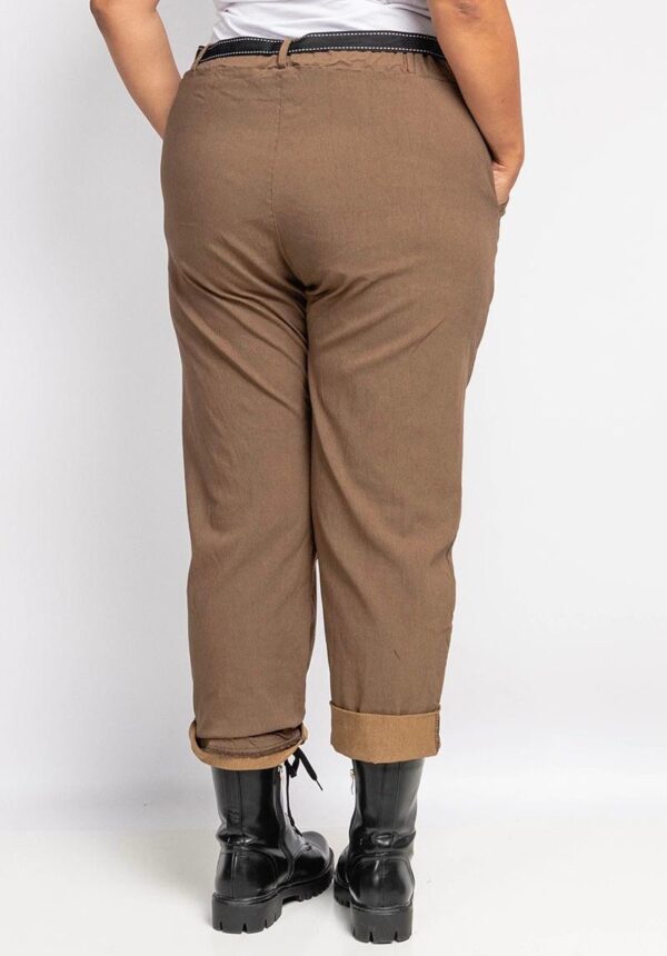 Pantalon choco Lino_41Bis mode femme grande taille