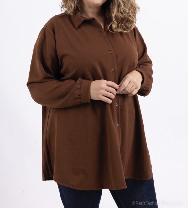 Chemise Pliz marron_41Bis mode femme grande taille
