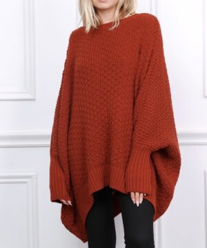 Pull poncho Markus rouille_ 41Bis mode femme grande taille