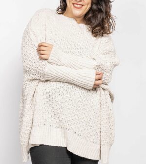 Pull poncho Markus écru_ 41Bis mode femme grande taille