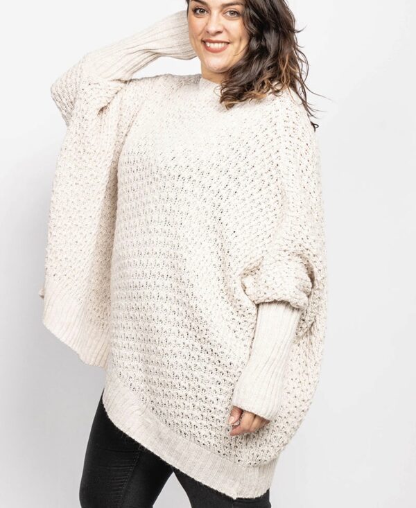 Pull poncho Markus écru_ 41Bis mode femme grande taille