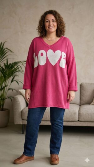 Pull Love rose_41Bis mode femme grande taille