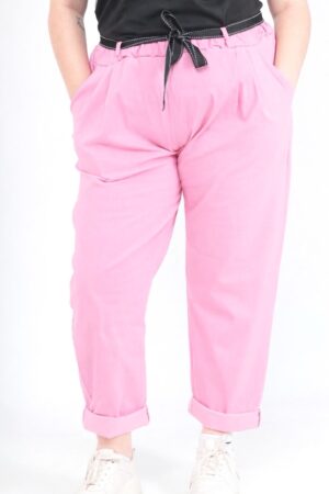 Pantalon rose Lino_41Bis mode femme colorée et curvy