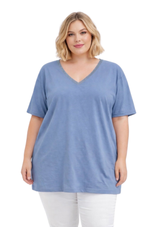 T shirt Malvin bleu jean_41Bis mode femme colorée et curvy