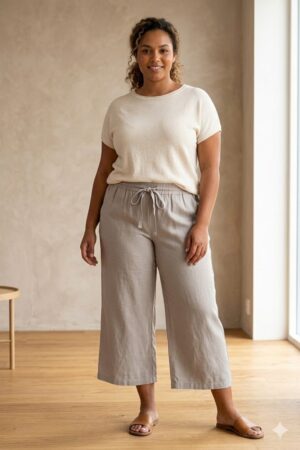 Pantalon Hyla grège_41Bis mode curvy et colorée Zhenzi