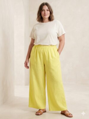 Pantalon Antoine jaune_41Bis mode colorée pour femme ronde