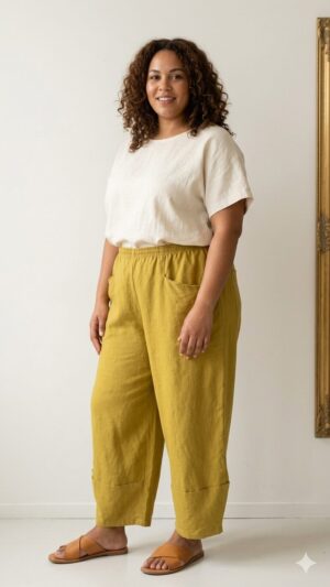 Pantacourt curry Tabac_41Bis mode femme colorée et curvy G Ozé