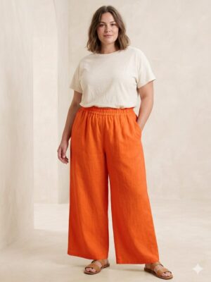 Pantalon Antoine orange_41Bis mode colorée pour femme ronde