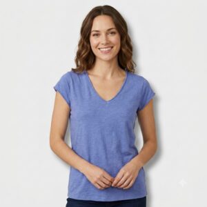 T shirt Cotonnade bleu lavande_41bis mode femme tendance
