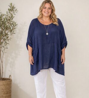 Tunique Lynda bleu marine_41Bis mode femme grande taille et colorée